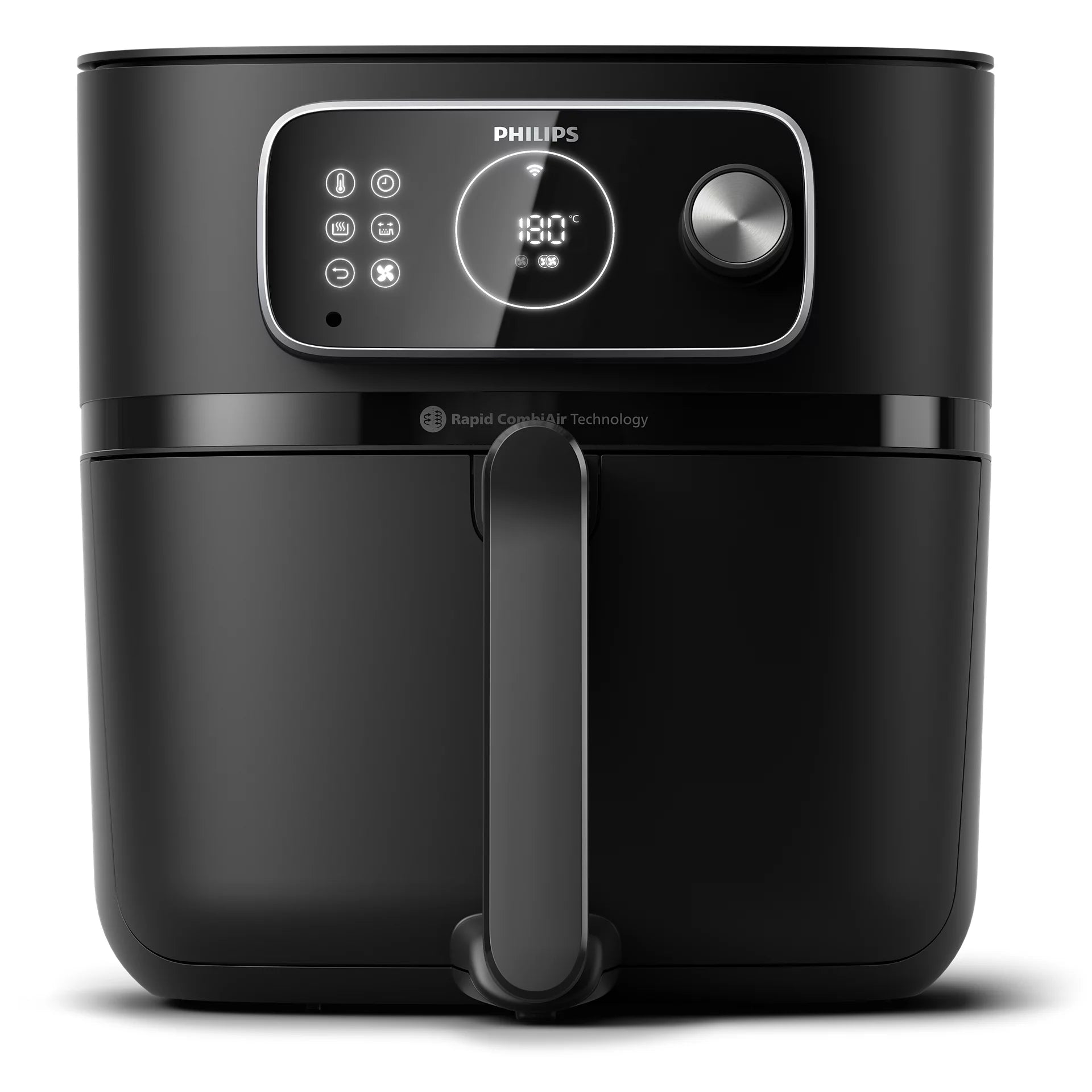 Philips HD9875/90 Airfryer Combi XXL Connected 7000 Series med digitalt display og kontrolknap i sort farve designet til sundere madlavning med luftpneumatisk teknologi