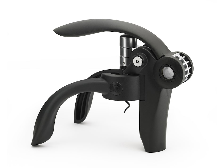 Peugeot Baltaz proptrækker med løftearm og folieskærer i sort farve designet til nem åbning af vinflasker med et stilrent udseende og ergonomisk greb