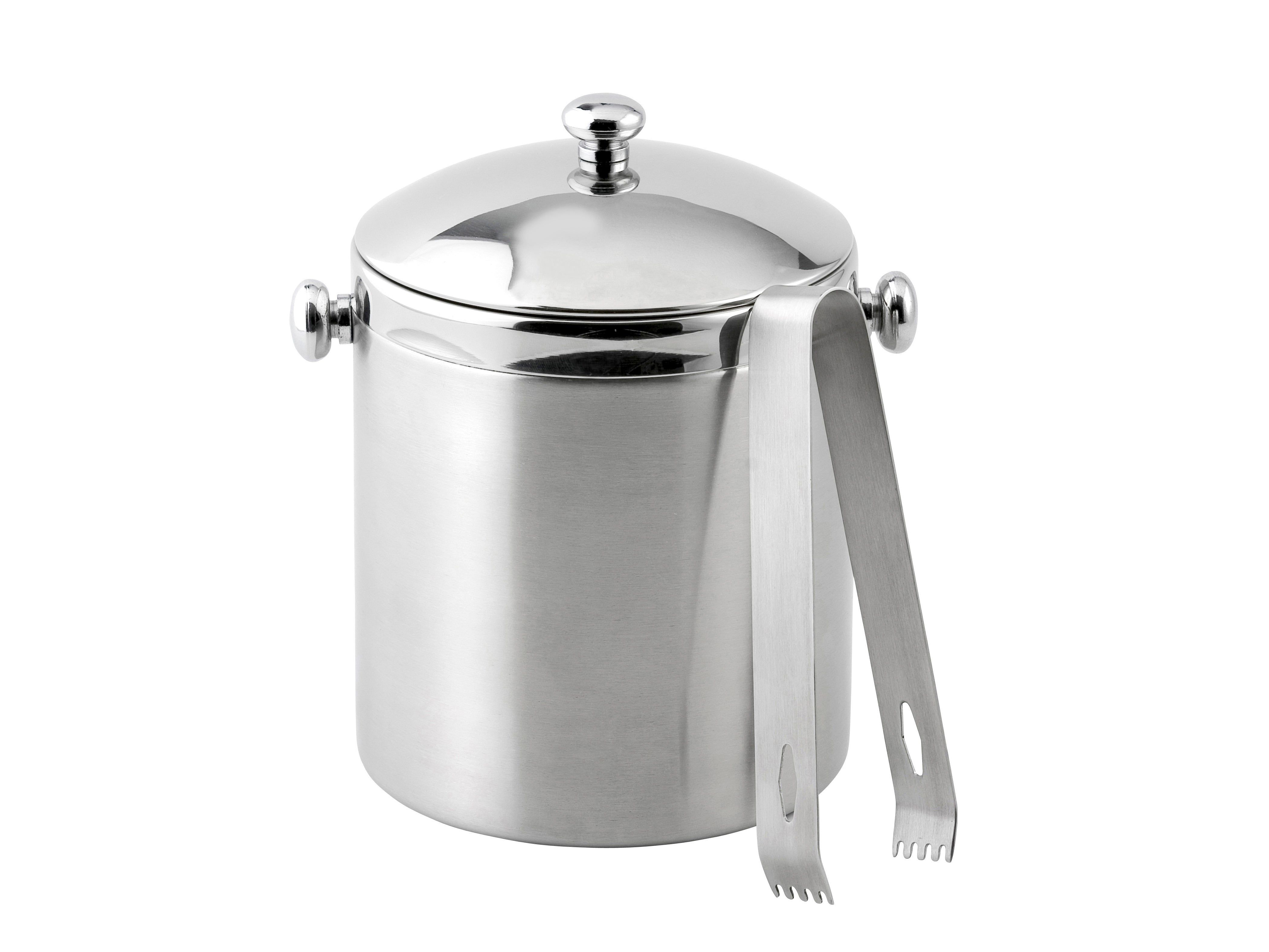 Bastian Isspand i mat og blank stål med en diameter på 12 cm og en kapacitet på 1 liter inklusive en sæt af tang til servering