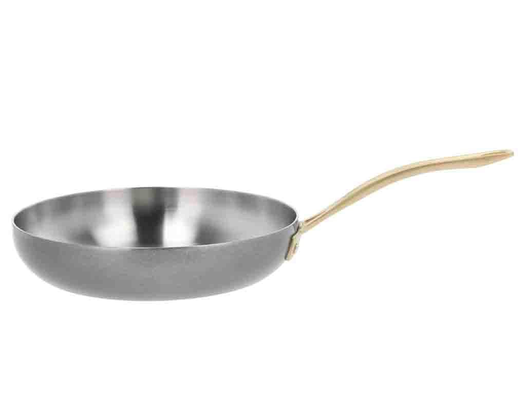 Pillivuyt Gourmet Durance stegepande i stål med en diameter på 28 cm og et ergonomisk håndtag i lyst træ