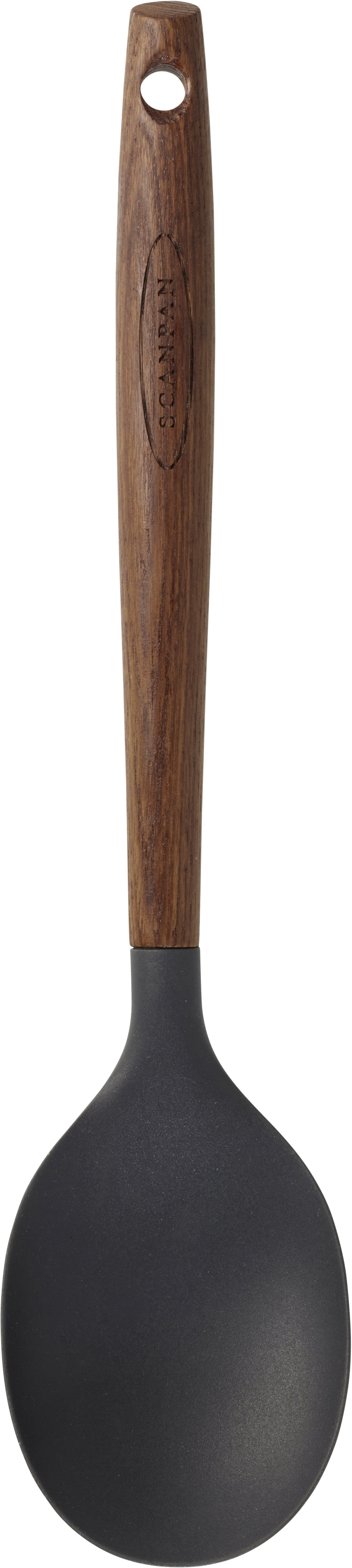 Køkkenredskab med træhåndtag og sort skål designet til madlavning fra Scanpan