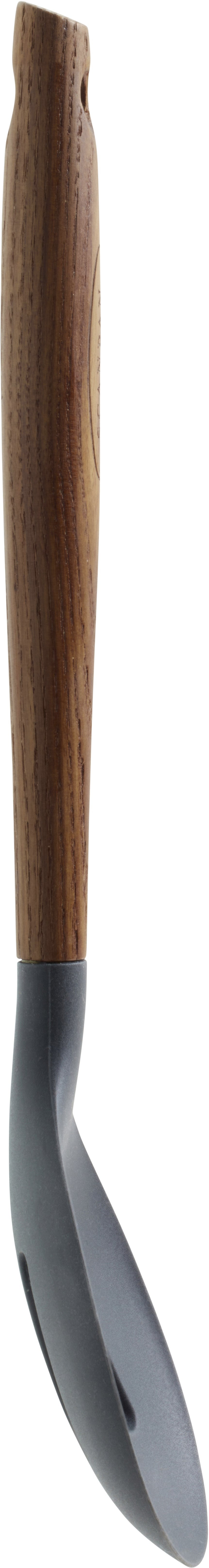 Scanpan 31 cm Hulske med greb i mørkt træ og buet spids i grå kunststof designet til effektiv madlavning og servering