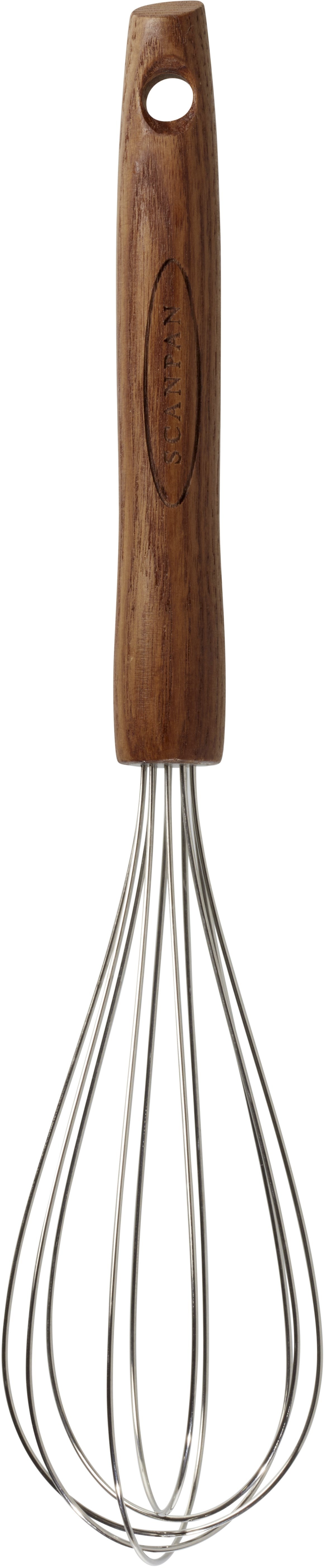 Piskeris fra Scanpan med en længde på 28 cm og håndtag i karboniseret ask samt metaltråde til effektiv piskning