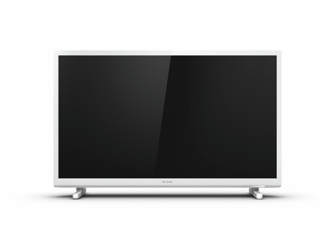 Philips 24PHS5537/12 24 tommer LED-TV med 12V hvid ramme og moderne design skærm står oprejst på to ben