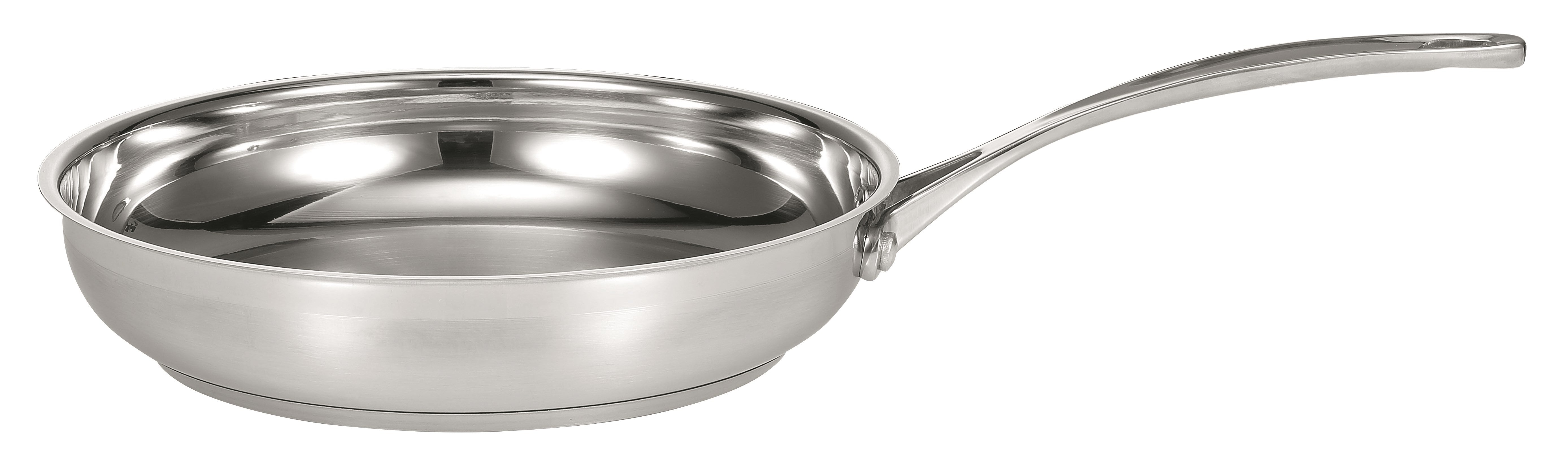 Scanpan 26 cm stegepande i rustfrit stål med en glat inderside og en lang ergonomisk håndtag designet til komfort under madlavning
