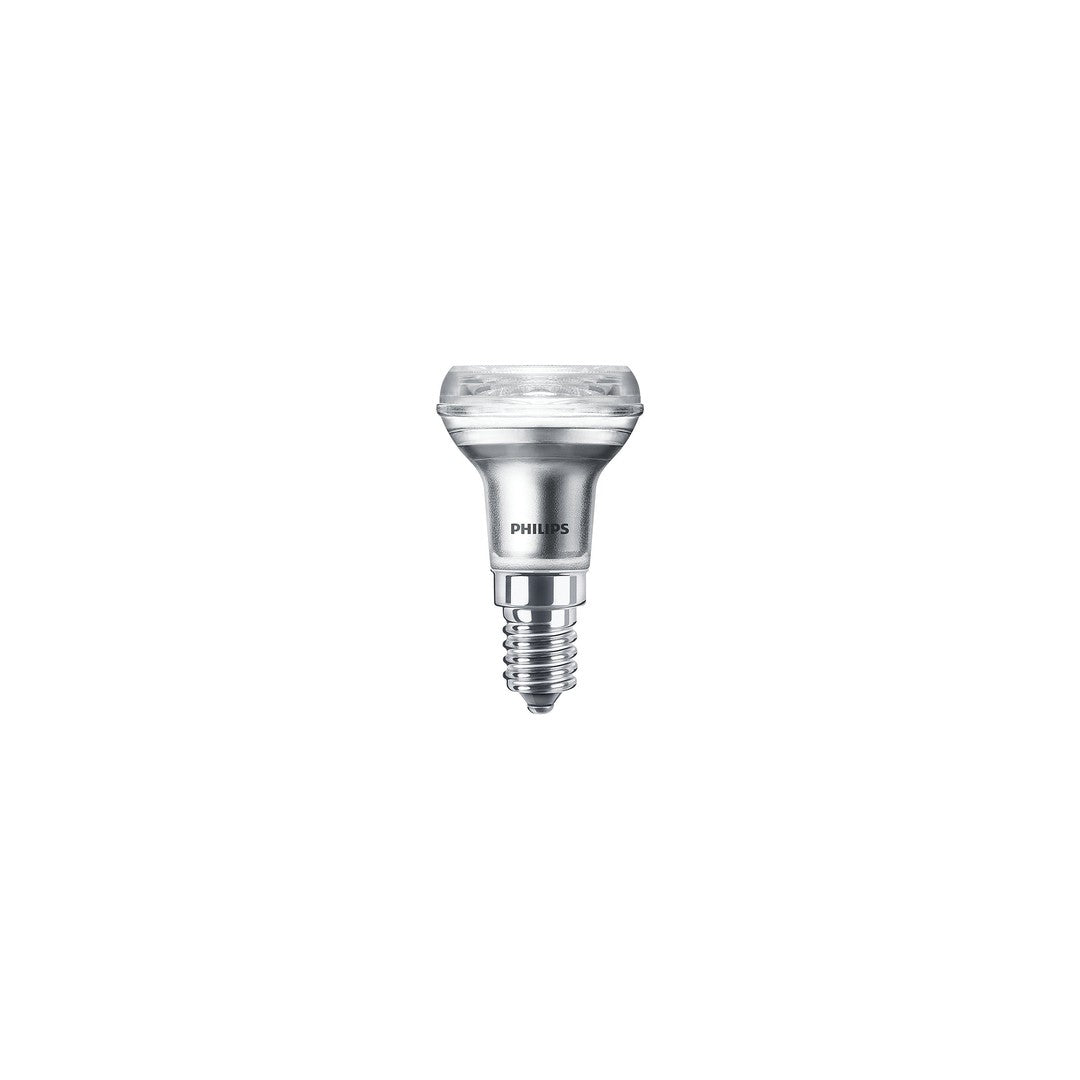 PHILIPS LED Classic 30W R39 E14 varm hvid ikke dæmpbar LED pære med en rund form og en forkromet overflade, designet til at give et varmt lys og passende til E14 fatninger.
