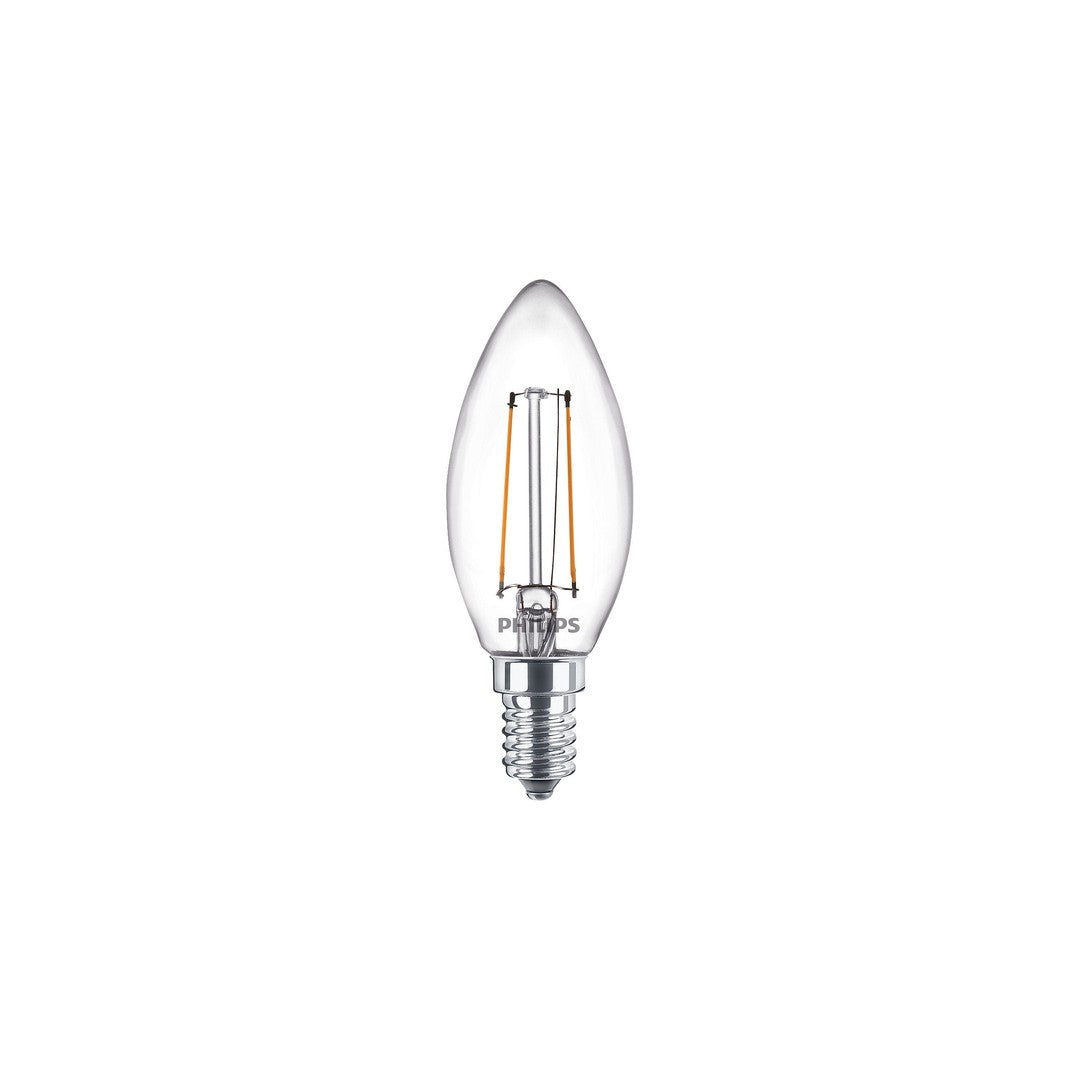 PHILIPS LED Classic Kerte Filament, 25W, E14, varm hvid, klar ikke dæmpbar, 2-pak BOX