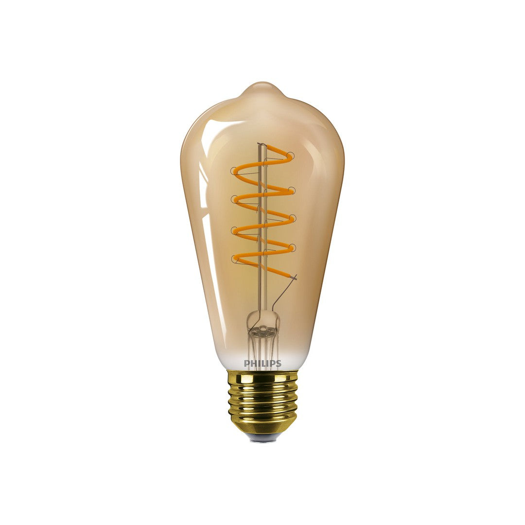PHILIPS LED klassisk spiral filament pære 25W E27 i guld med dæmpbar funktion designet til hjemmet med en elegant vintage stil