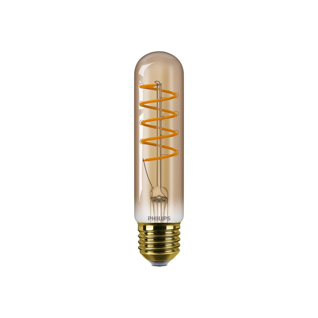 PHILIPS LED klassisk filamentpære 25W T32 rør med E27 sokkel i guldfarve dæmpbar med spiralformet lysfilament indeni
