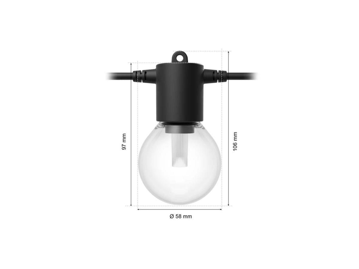Philips Festavia Hue udendørs lyskæde med globepærer, 14 meter, 20 pære
