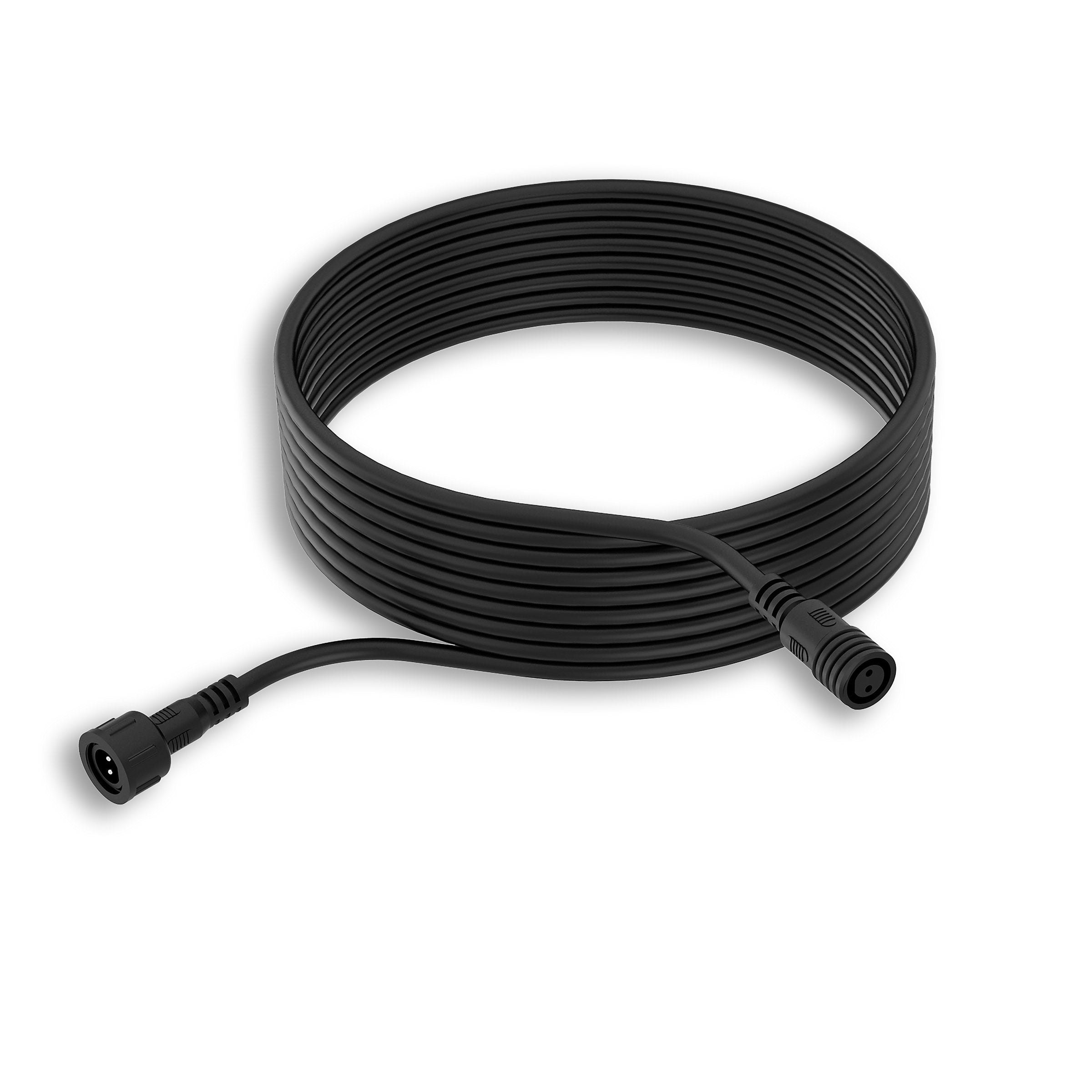 Sort 10 meter lang kabel til udendørs brug fra GardenLink med stik i hver ende设计