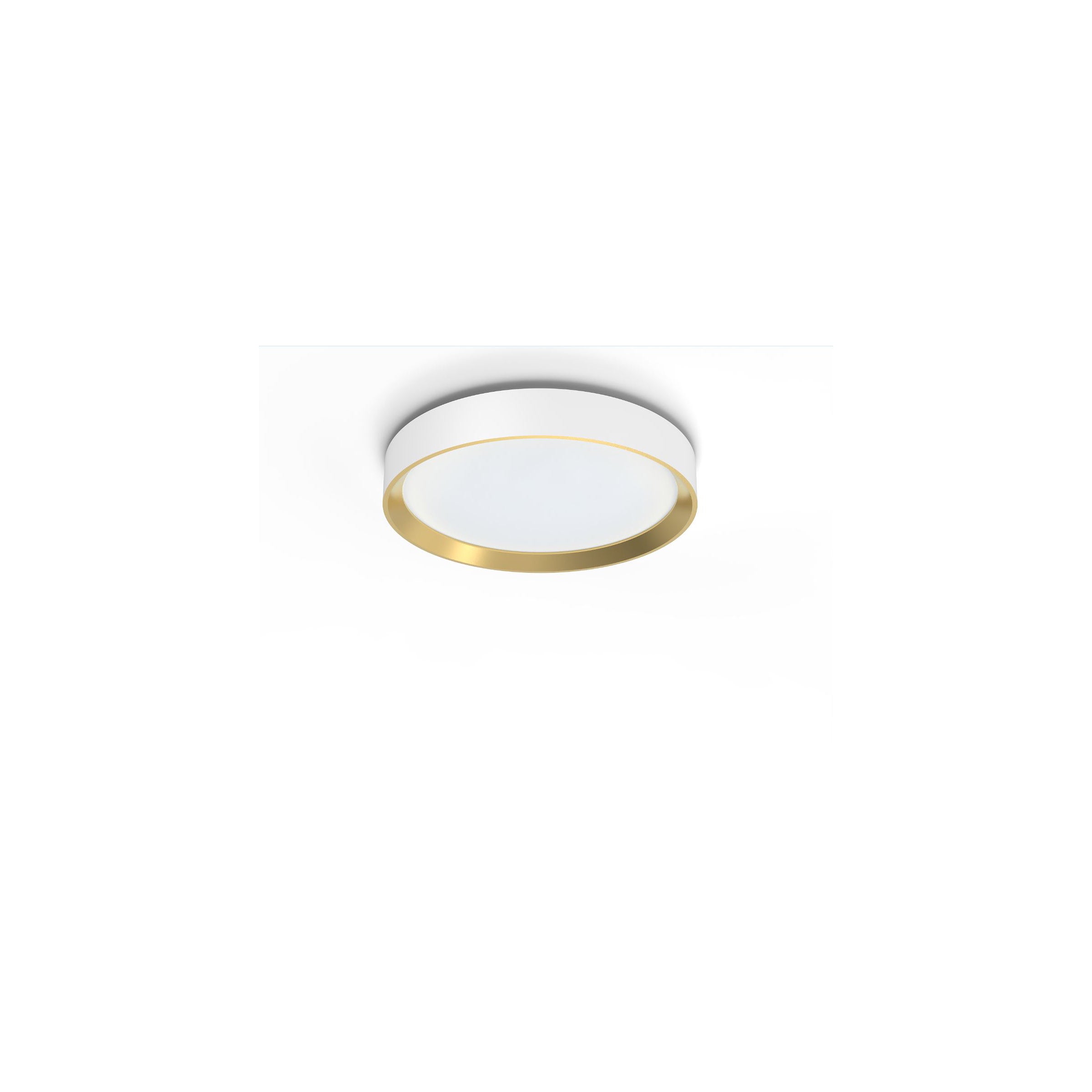 Rund loftlampe i hvidt med en gylden kant 24W 2700K designet til moderne rum