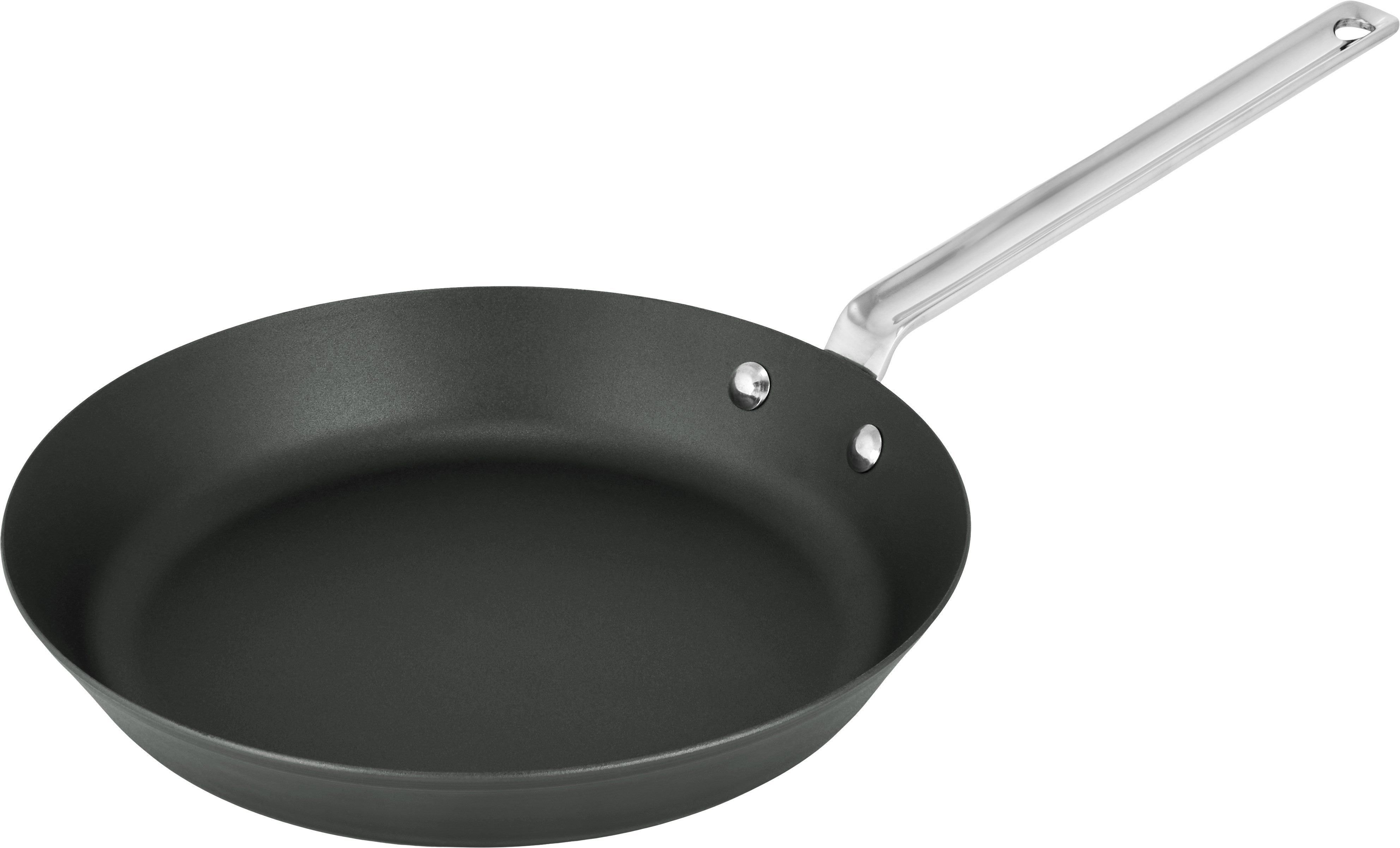 Scanpan stegepande med en diameter på 26 cm i sort jern med en glat overflade og metalhåndtag designet til effektiv madlavning