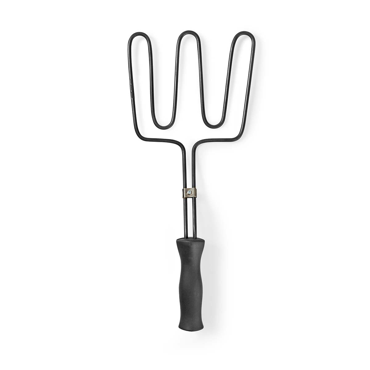 En elektrisk BBQ starter med en sort metalramme og gummihåndtag designet til at tænde kul og briketter hurtigt og effektivt med en kapacitet på 800 W.