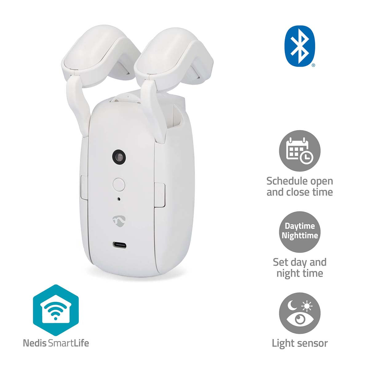 Nedis - SmartLife Robot med Gardin | Stavskinne | Draperer / Gardiner | Batteri / USB Drevet | 4000 mAh | Bluetooth® | Hvid - BTMC10WT1PC