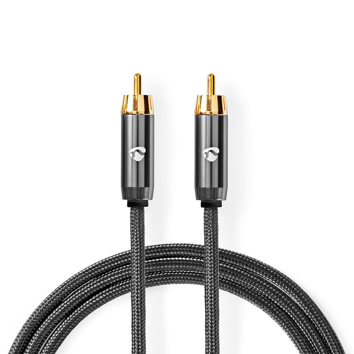 Nedis - Subwoofer kabel | RCA Hanstik | RCA Hanstik | Guldplateret | 5.00 m | Runde | 4.5 mm | Antracit / Gun Metal Grå | Cover Box - CATB24100GY50