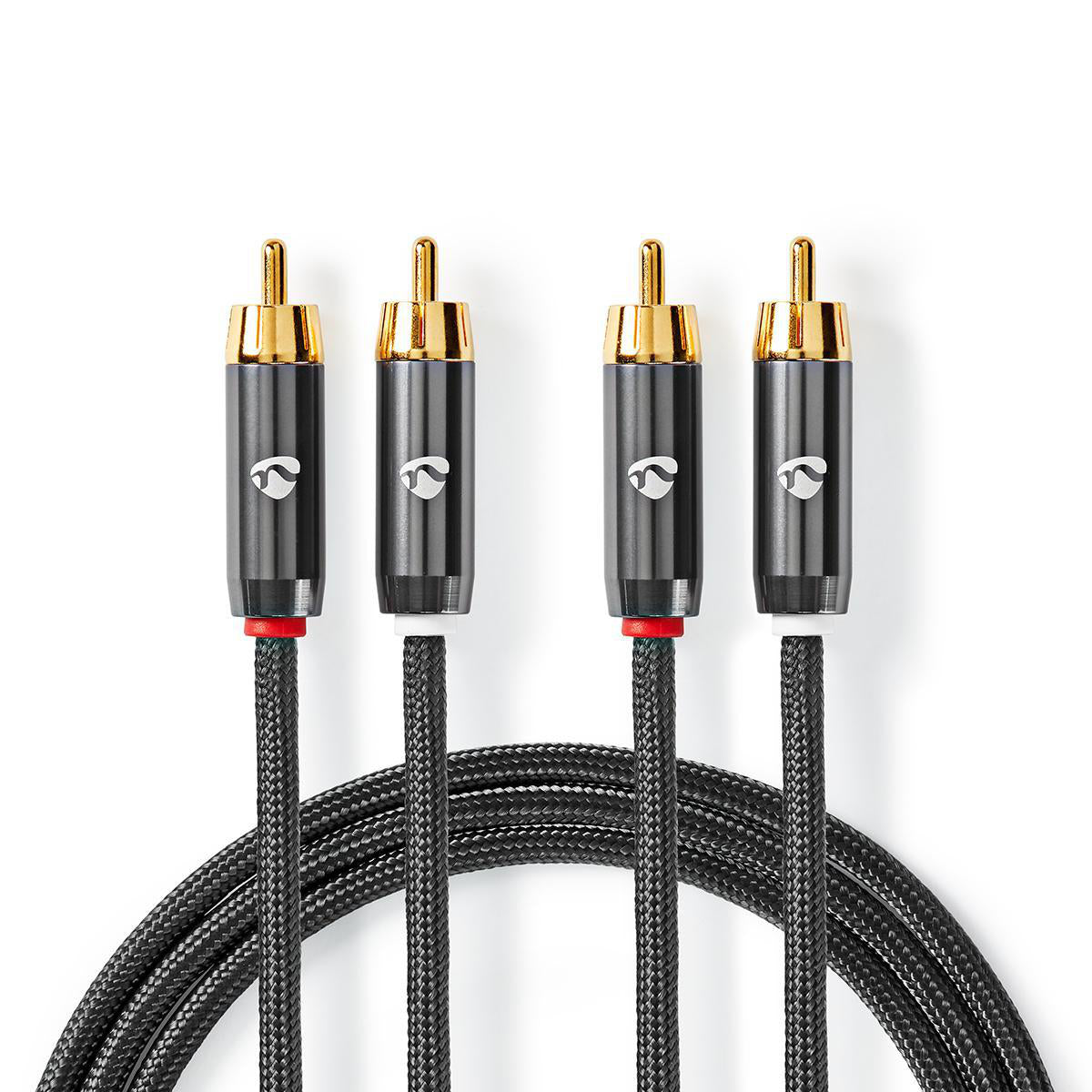 Nedis - Stereo Audio kabel | 2x RCA Hanstik | 2x RCA Hanstik | Guldplateret | 2.00 m | Runde | Grå / Gun Metal Grå | Cover Window Box - CATB24200GY20