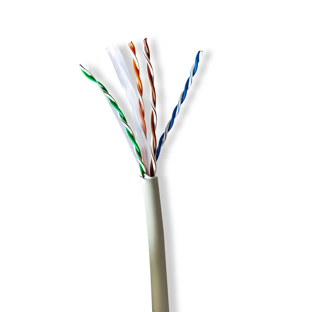 Nedis - CAT6 netværkskabel rulle | Stranded | U/UTP | Kobber | 305 m | Indendørs | Runde | LSZH | Grå | Trækboks - CCBG8525GY305
