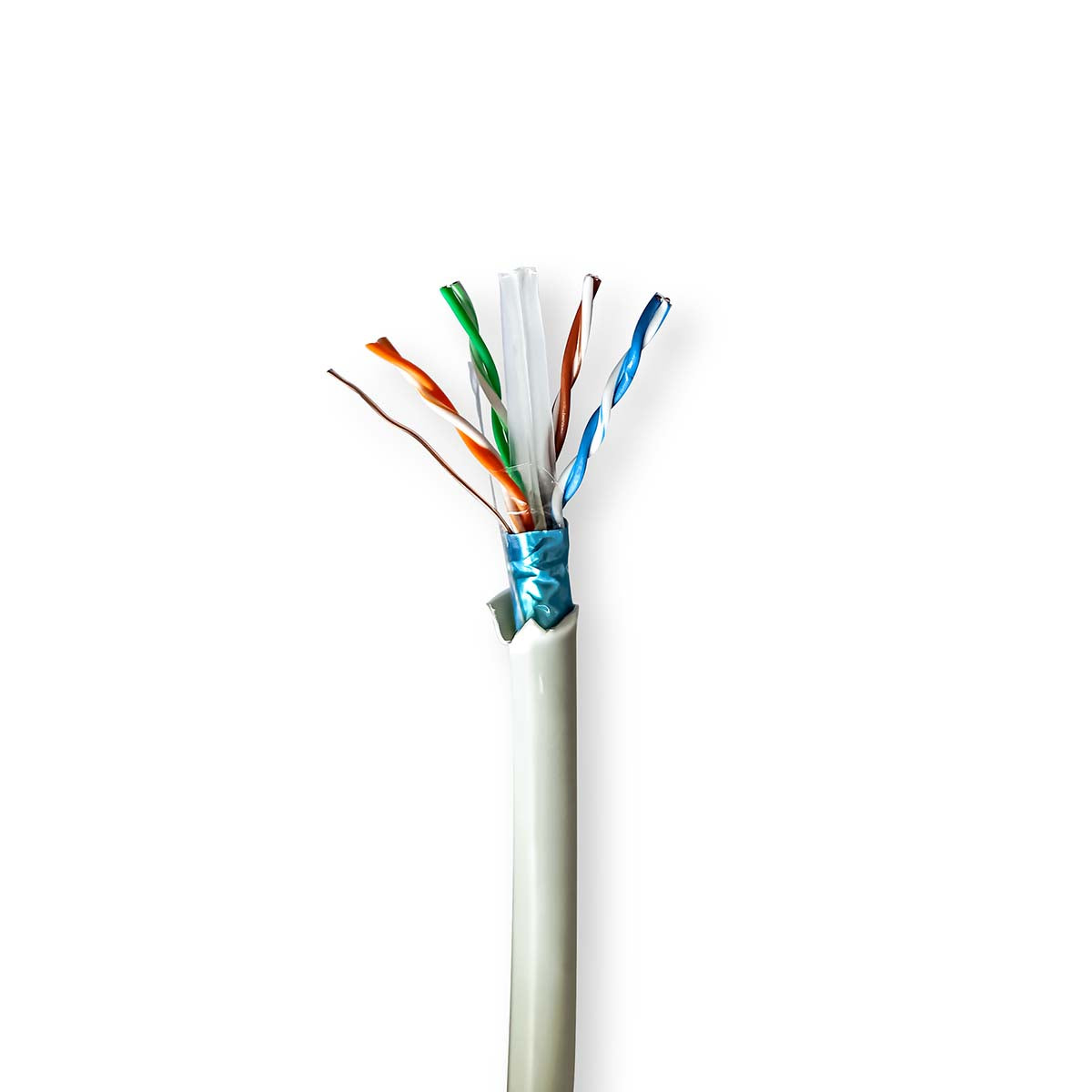 Nedis - CAT6 netværkskabel rulle | Solid | F/UTP | Kobber | 100 m | Indendørs | Runde | LSZH | Grå | Trækboks - CCBG8526GY100S