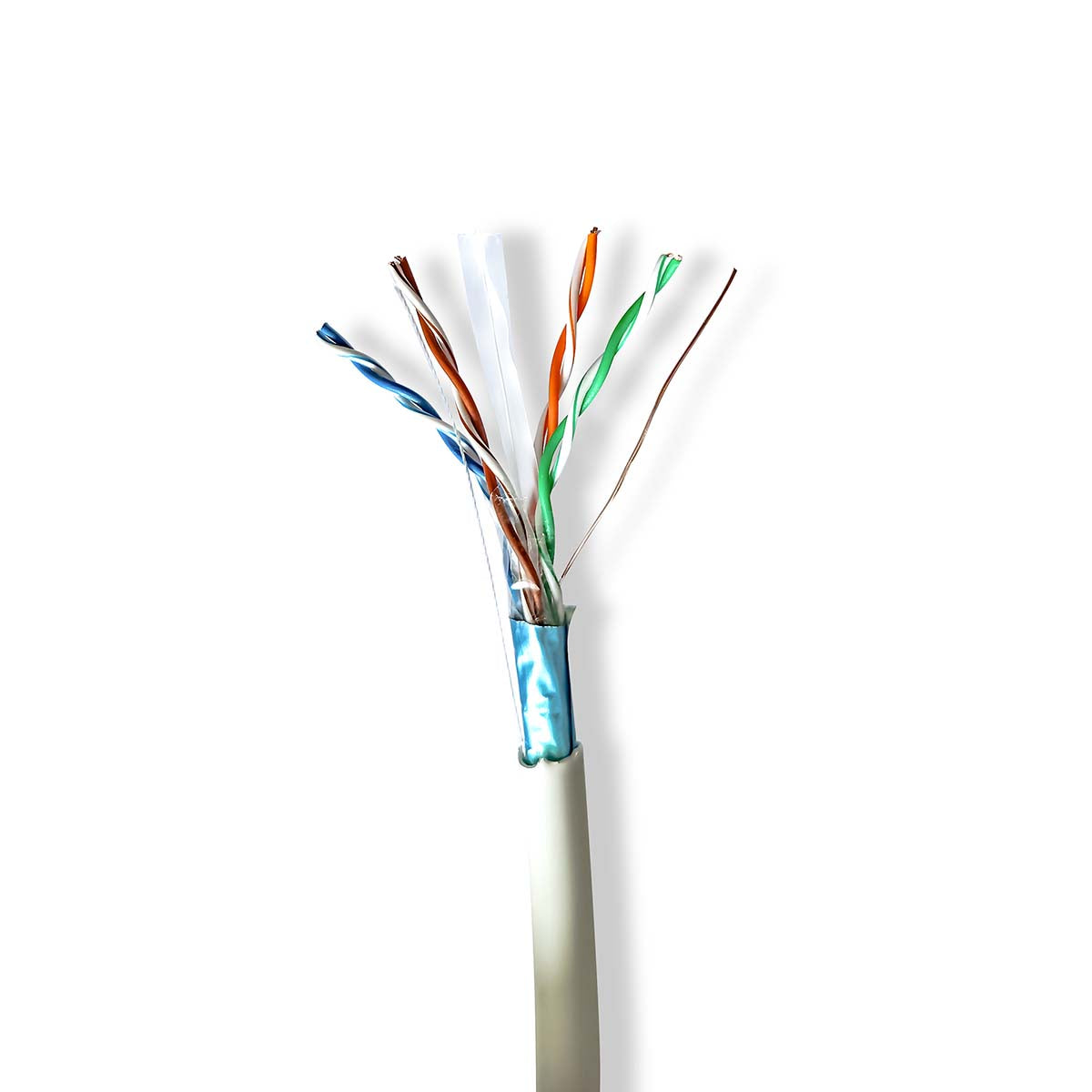 Nedis - CAT6 netværkskabel rulle | Stranded | F/UTP | Kobber | 305 m | Indendørs | Runde | LSZH | Grå | Trækboks - CCBG8526GY305