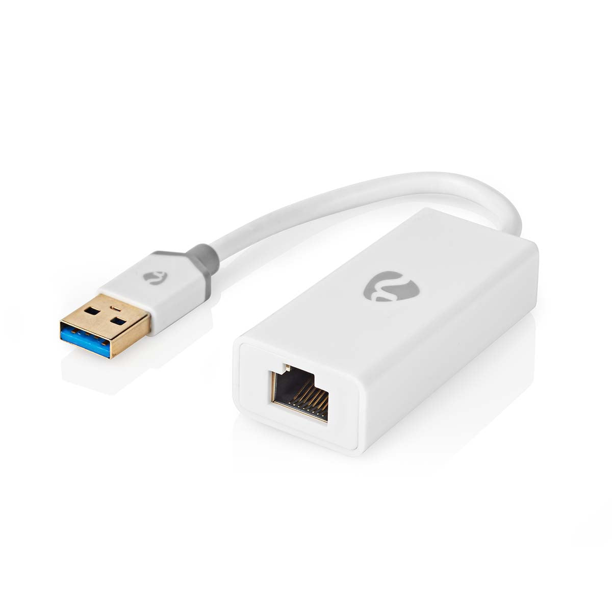 Nedis - USB-netværksadapter | USB 3.2 Gen 1 | 1 Gbps | USB-A Han | RJ45 Hun | 0.20 m | Runde | Guldplateret | Kobber | Hvid | Box - CCBW61950WT02