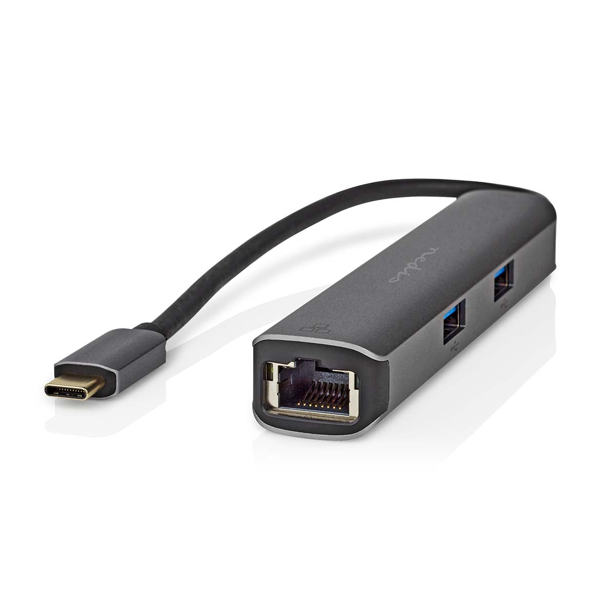 Nedis - USB Multi-Port Adapter | 5-in-1 | USB 3.2 Gen 1 | USB-C™ Han | HDMI ™ -udgang / RJ45 Hun / 3x USB-A Hun | 5 Gbps | 0.20 m | Runde | Guldplateret | PVC | Antracit | Box - CCBW64210AT02