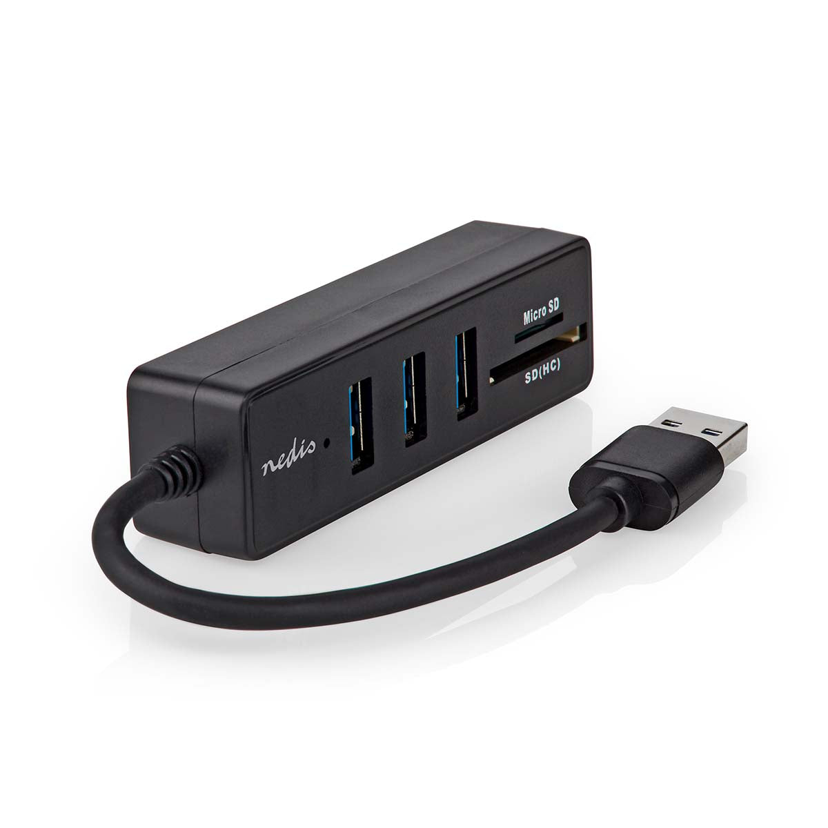 Nedis - USB-hub | USB-A Male | 3x USB A Female | 5-Port port(s) | USB 3.2 Gen 1 | USB Drevet | 5 Gbps | SD & MicroSD - CCGB61250BK01
