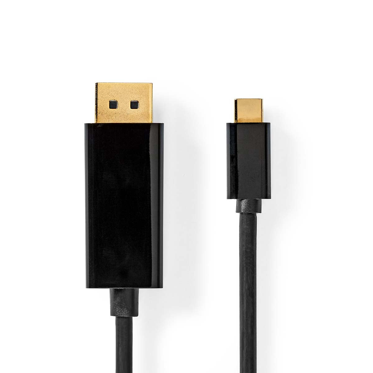 Nedis - USB-C™ Adapter | USB 3.2 Gen 1 | USB-C™ Han | DisplayPort Han | 4K@60Hz | 2.00 m | Runde | Guldplateret | PVC | Sort | Box - CCGB64352BK20