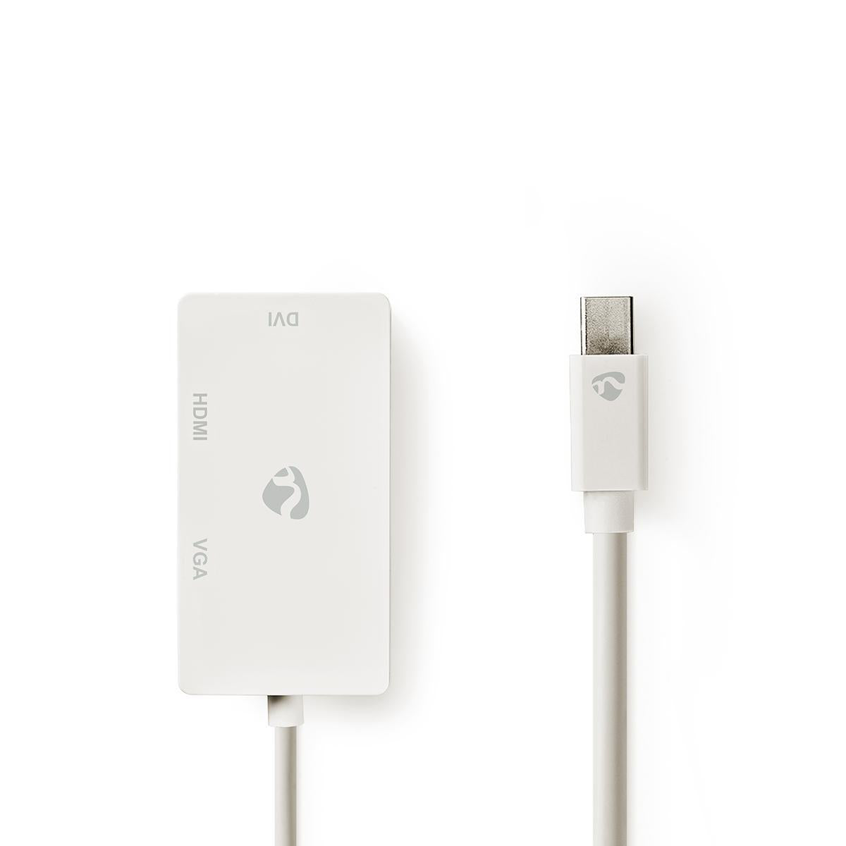 Nedis - Mini DisplayPort kabel | DisplayPort 1.2 | Mini DisplayPort han | DVI-D 24+1-Pins Hun / HDMI™ Input / VGA Hun | 21.6 Gbps | Nikkelplateret | 0.20 m | Runde | PVC | Hvid | Plastikpose - CCGP37465WT02