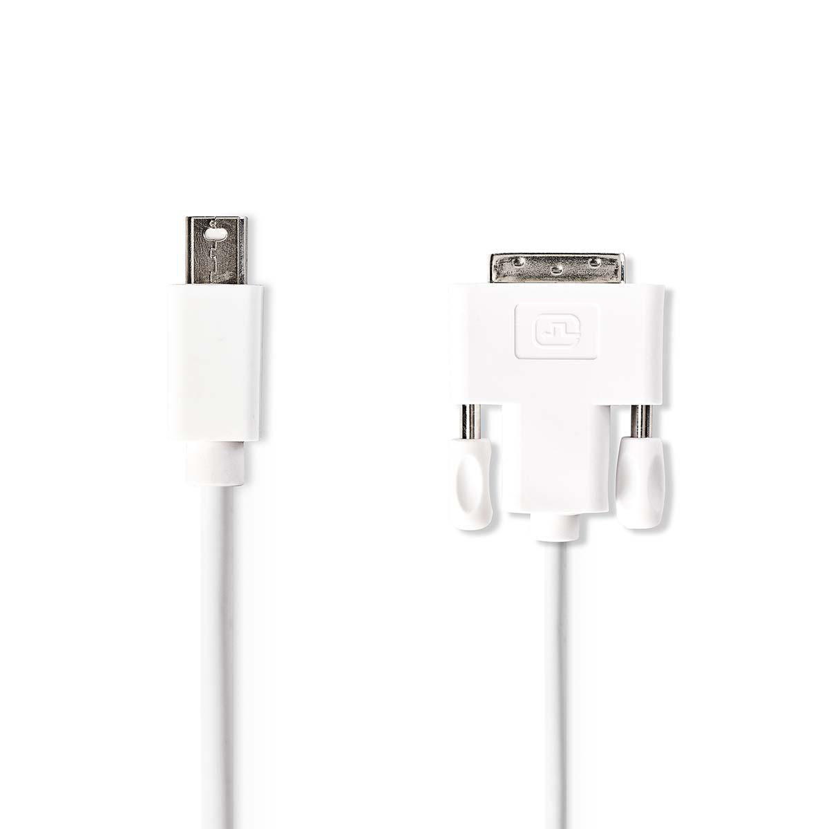 Nedis - Mini DisplayPort kabel | DisplayPort 1.2 | Mini DisplayPort han | DVI-D 24 + 1-pin han | 21.6 Gbps | Nikkelplateret | 2.00 m | Runde | PVC | Hvid | Konvolut - CCGP37700WT20