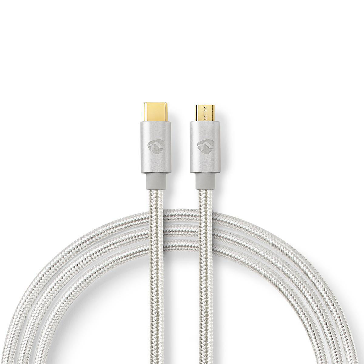 Nedis - USB-kabel | USB 2.0 | USB-C™ Han | USB Micro-B han | 10 W | 480 Mbps | Guldplateret | 2.00 m | Runde | Flettet / Nylon | Aluminium | Cover Window Box - CCTB60650AL20