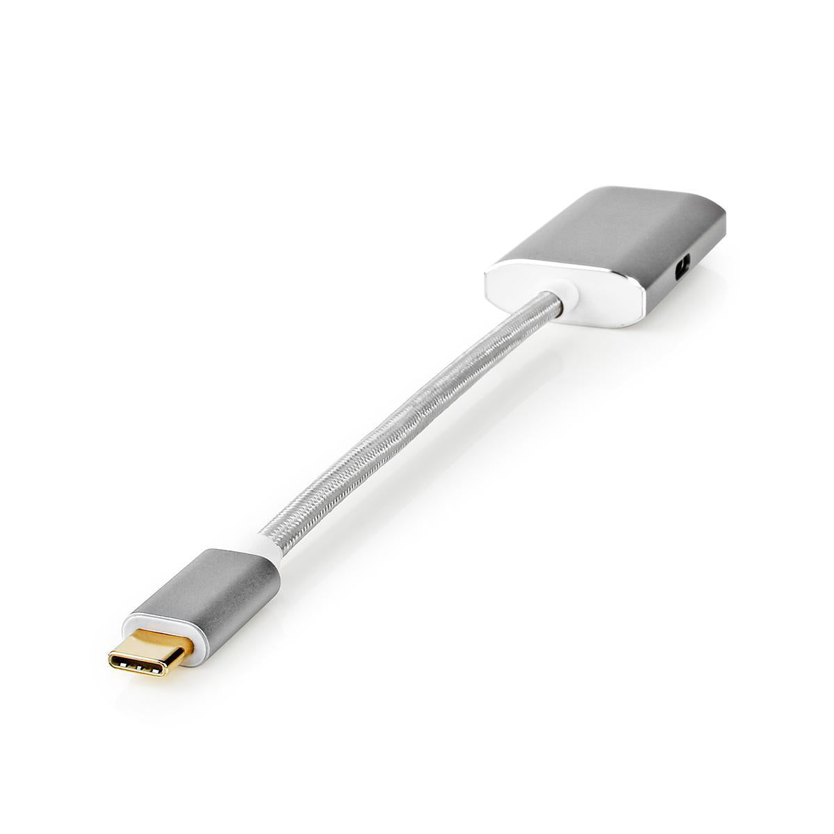 Nedis - USB-C™ Adapter | USB 3.2 Gen 1 | USB-C™ Han | DisplayPort Hun / USB-C™ Hun | 4K@60Hz | Power delivery | 0.20 m | Runde | Guldplateret | Flettet / Nylon | Sølv | Cover Window Box - CCTB64480AL02