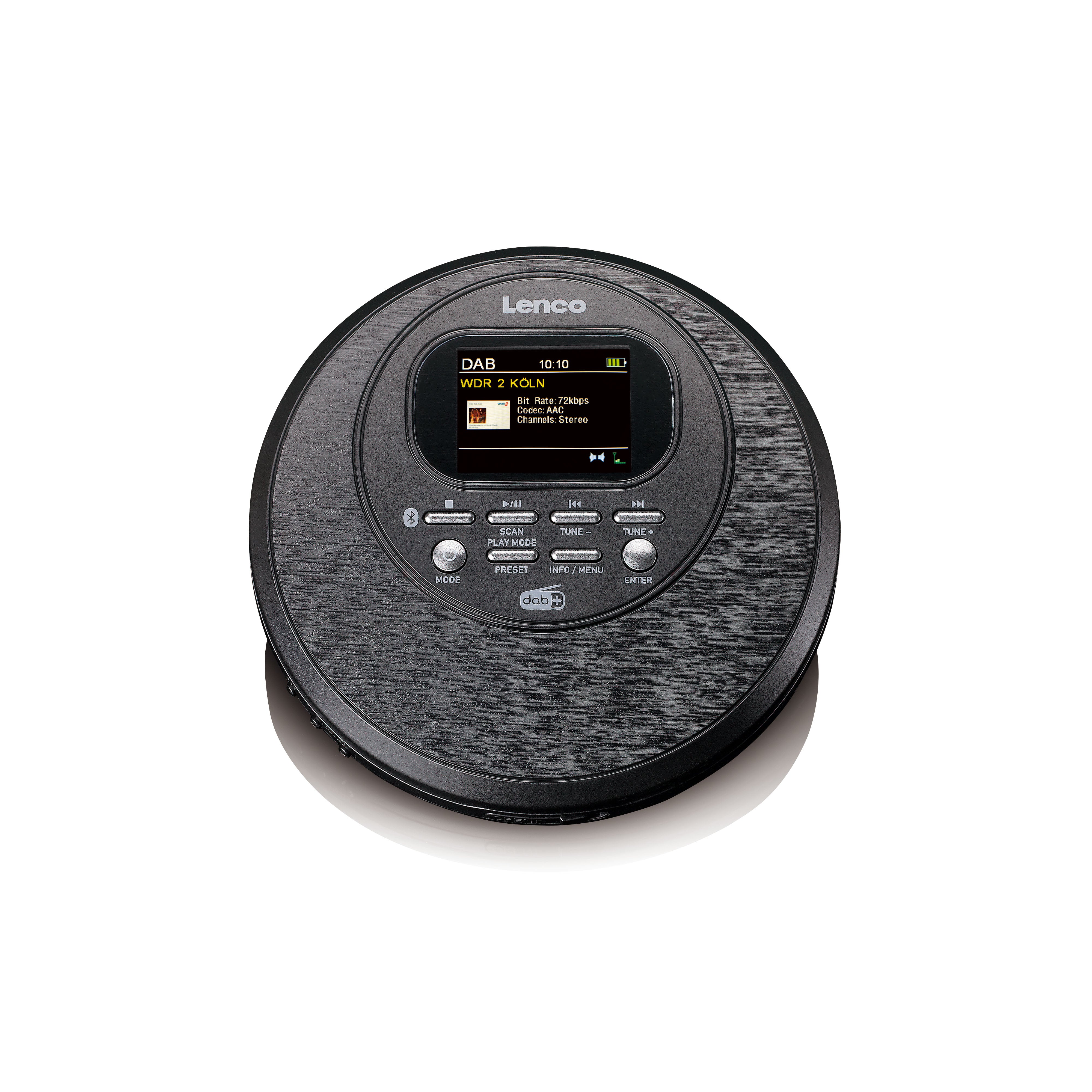 Lenco - Discman med DAB Bluetooth® og farve TFT Sort - CD-500BK