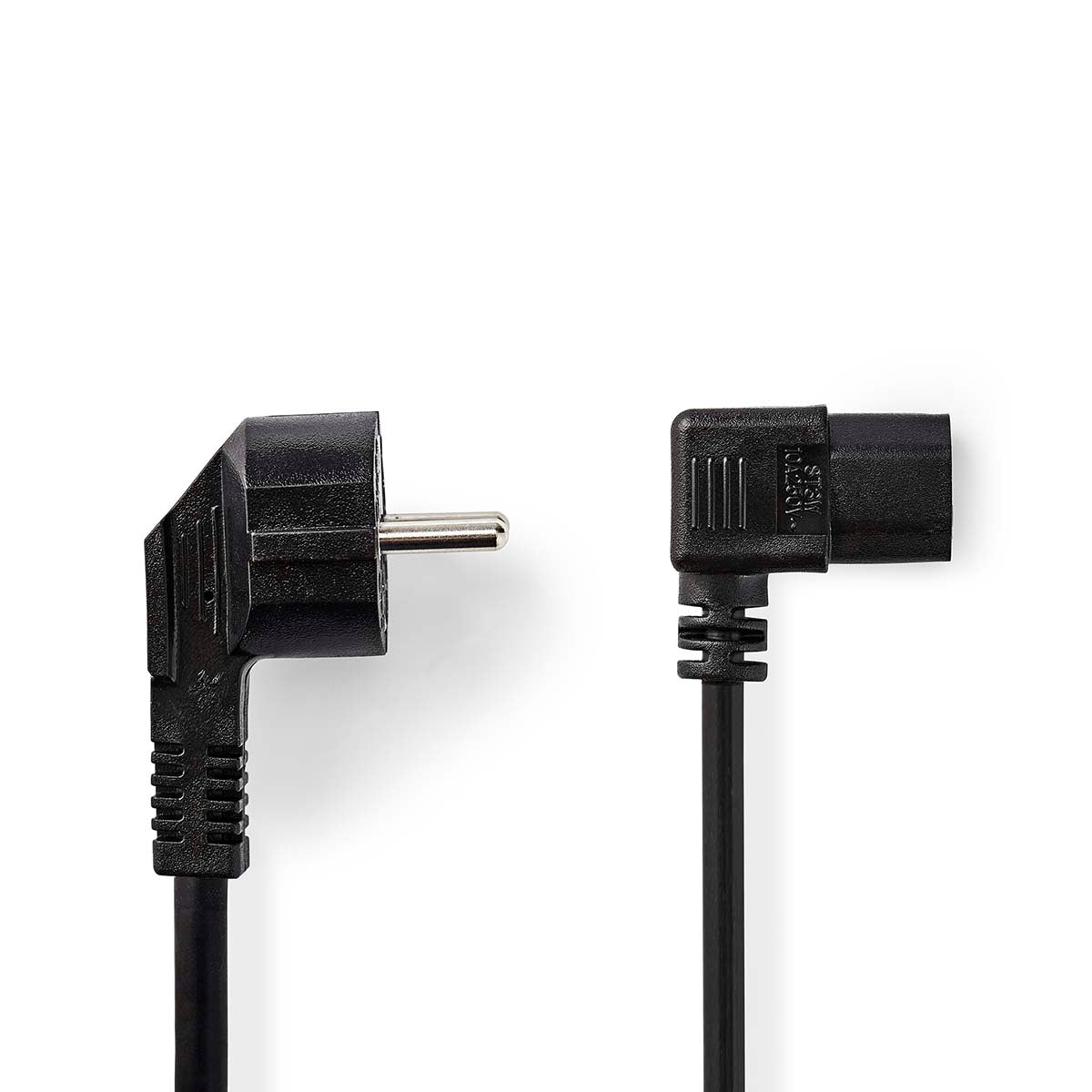 Nedis - Strømkabel | Stikprop med sidebens jord – Han | IEC-320-C13 | Vinklet | Vinklet | Nikkelplateret | 5.00 m | Runde | PVC | Sort | Label - CEGL10020BK50