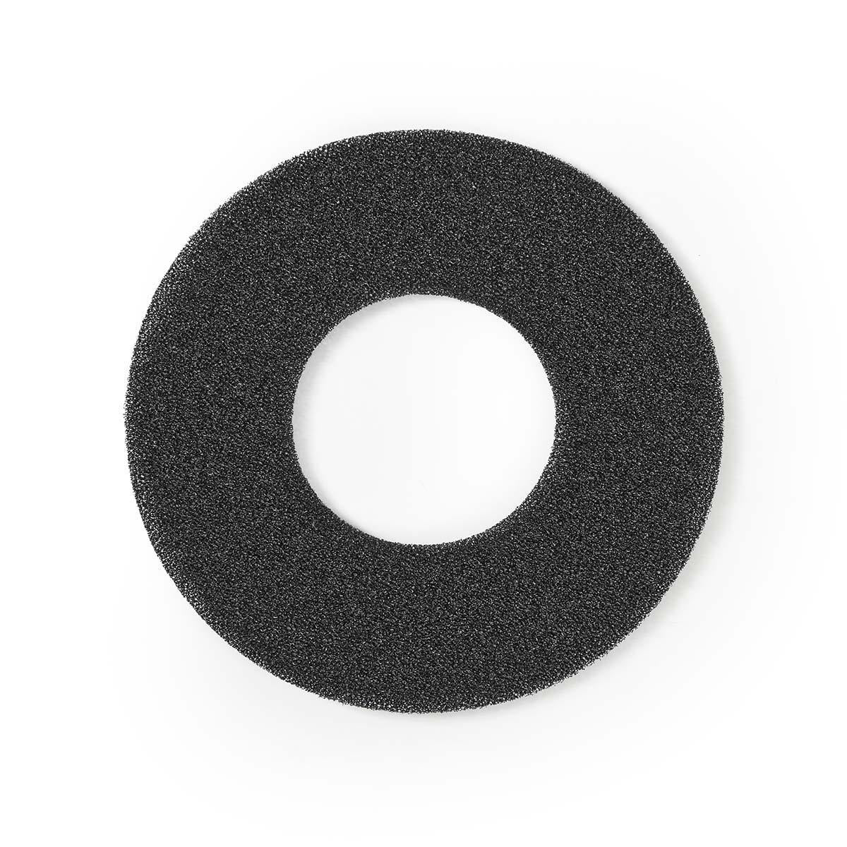 Nedis emhættefilter i sort farve med en diameter på 25 cm og en indvendig åbning i midten designet til effektiv filtrering af luft i køkkenet