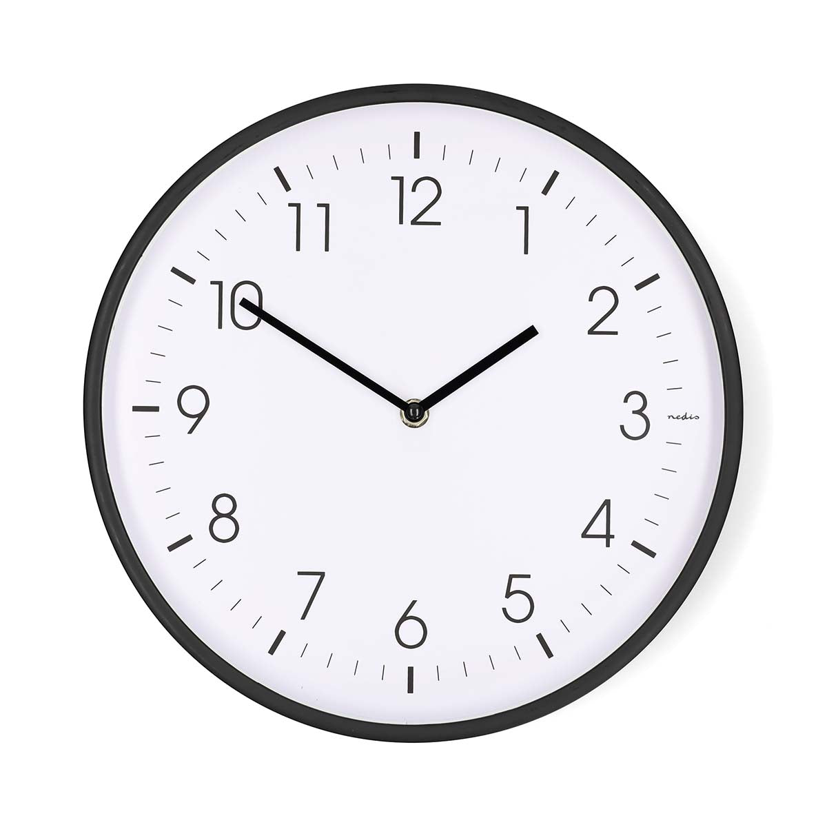 Nedis - Vægur | Diameter: 300 mm | Plastik | Stille bevægelse | Sort - CLWA1226BK - Butik24