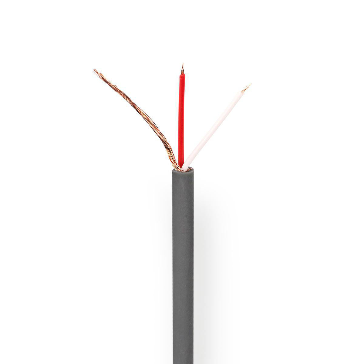 Nedis - Mikrofon kabel | 2 x 0.12 mm² | Kobber | 100 m | Runde | PVC | Mørkegrå | Rulle - COTR15011GY100