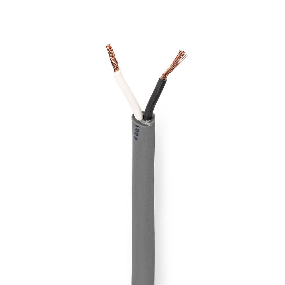 Nedis - Højtaler Kabel | 2 x 1.50 mm² | Kobber | 100 m | Runde | PVC | Mørkegrå | Rulle - COTR15030GY100