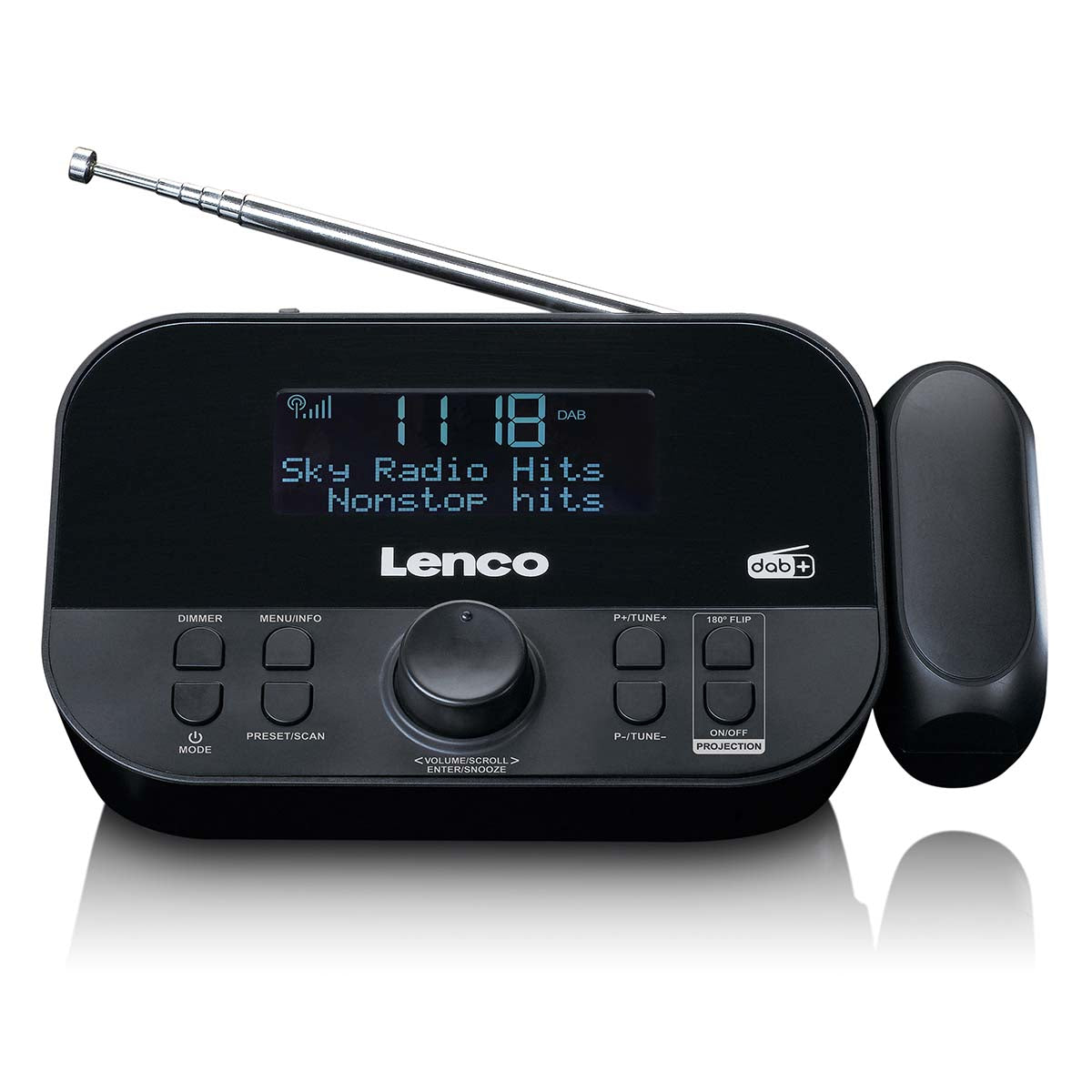 Lenco - DAB+, FM clockradio med projektion - CR-615BK