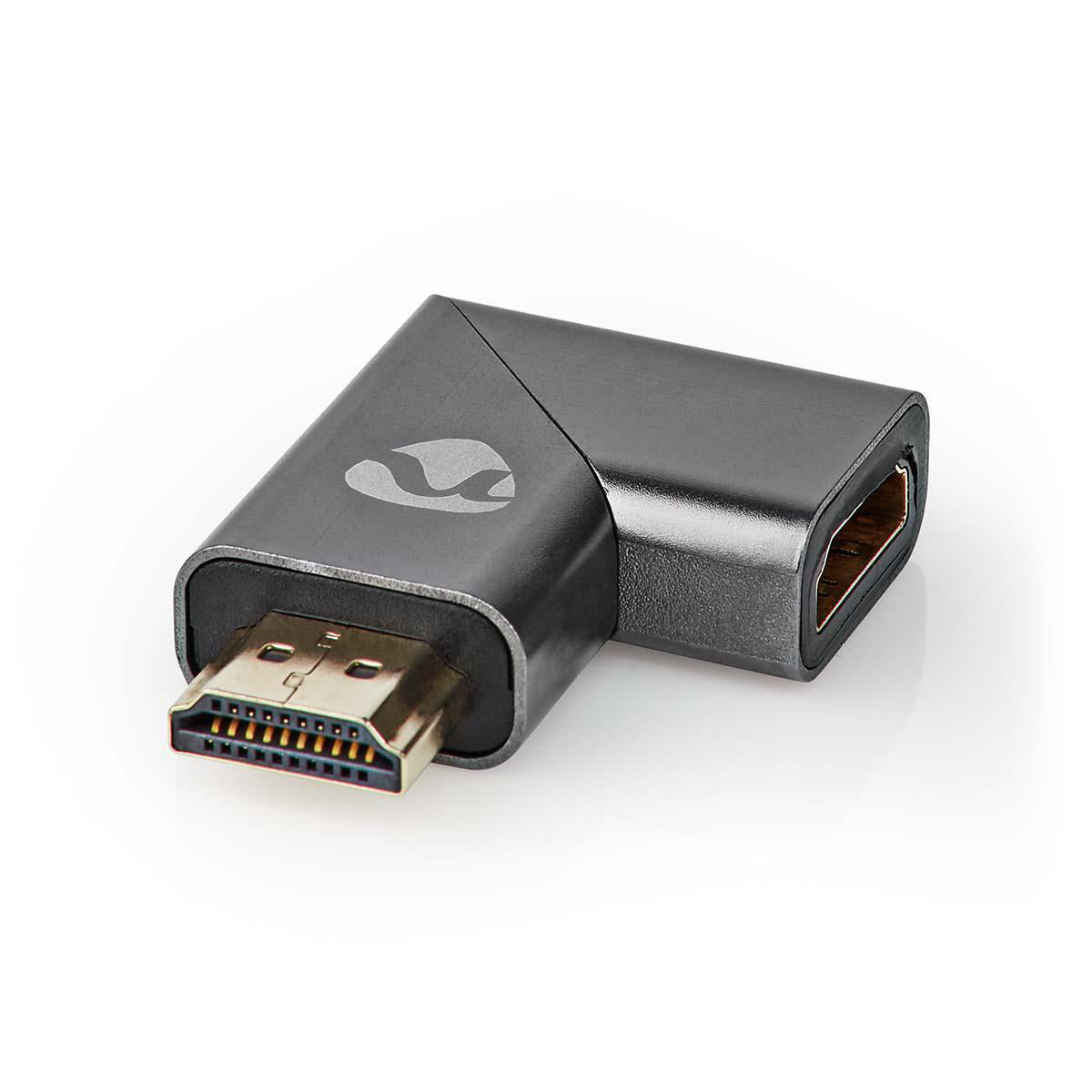 Nedis - HDMI™ Adapter | HDMI™ Han / HDMI™ Stik | HDMI ™ -udgang | Guldplateret | Angled Right | Aluminium | Gun Metal Grå | 1 stk. | Cover Window Box - CVTB34904GY