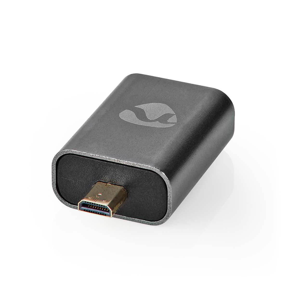 Nedis - HDMI™ Adapter | HDMI™ Han / HDMI™ Micro-stik | HDMI ™ -udgang | Guldplateret | Lige | Aluminium | Gun Metal Grå | 1 stk. | Cover Window Box - CVTB34907GY