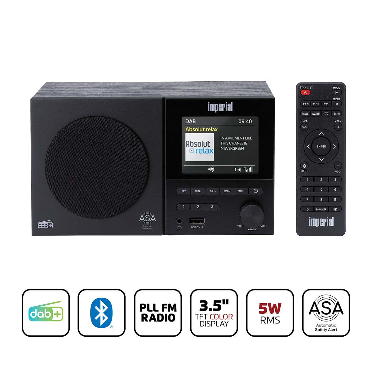 Imperial - DABMAN-120BK DAB+, FM radio with BT,RC - DABMAN-120BK - Butik24