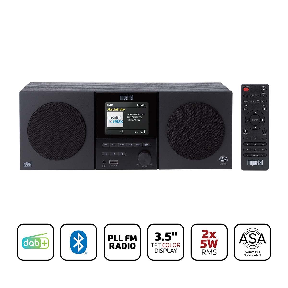 Imperial - DABMAN-220BK DAB+, FM stereo radio with BT,RC - DABMAN-220BK - Butik24