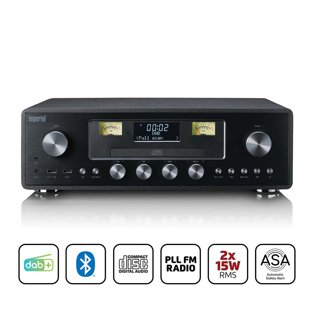 Imperial - DABMAN280CDBK DAB+/FM Radio with CD Player, USB, Bluetooth and ASA function - DABMAN280CDBK