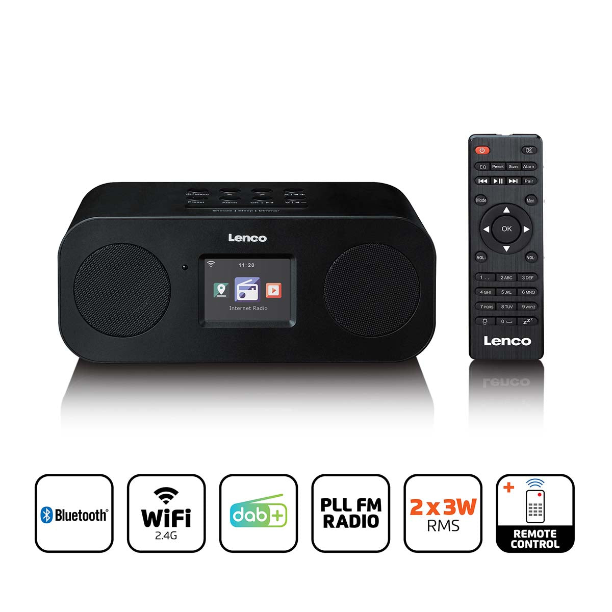 Lenco - Stereo internetradio med DAB+, FM og Bluetooth®. - DIR-121BK