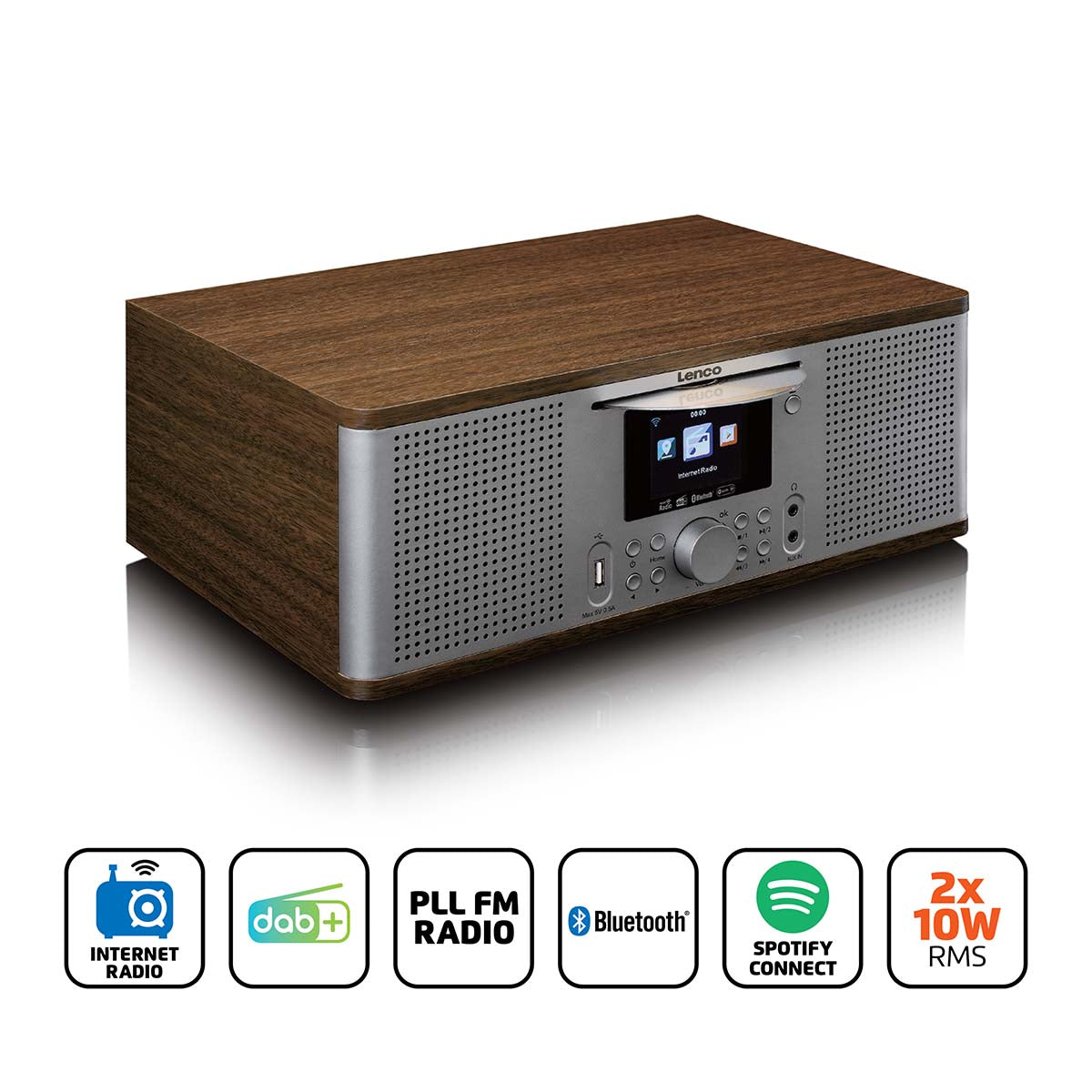 Lenco - IR DAB+ FM med plads til cd Bluetooth® Spotify-fjernbetjening - DIR-270WD