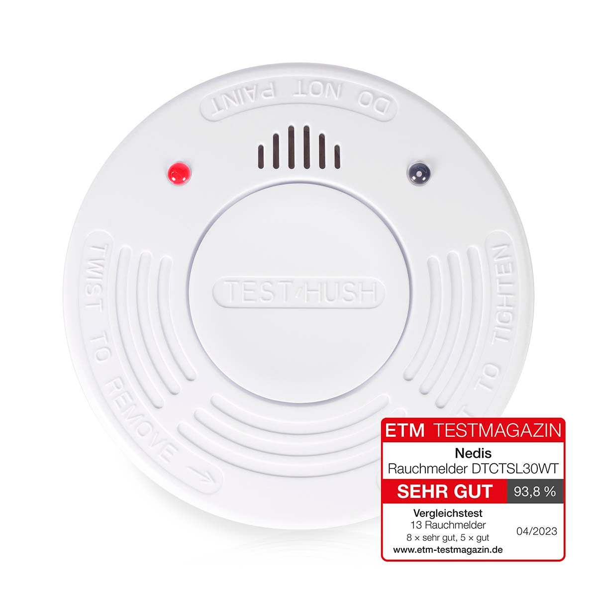 Nedis - Røgalarm | Batteri | Batteri levetid op til: 10 År | EN 14604 | Hush / mute-funktion | Med testknap | 85 dB | ABS | Hvid - DTCTSL30WT