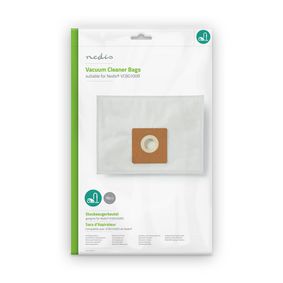 Nedis støvsugerposer 10 stk velegnet til Nedis VCBG100xx synlig pakket i transparent emballage med beskrivelse og tekniske detaljer i bunden