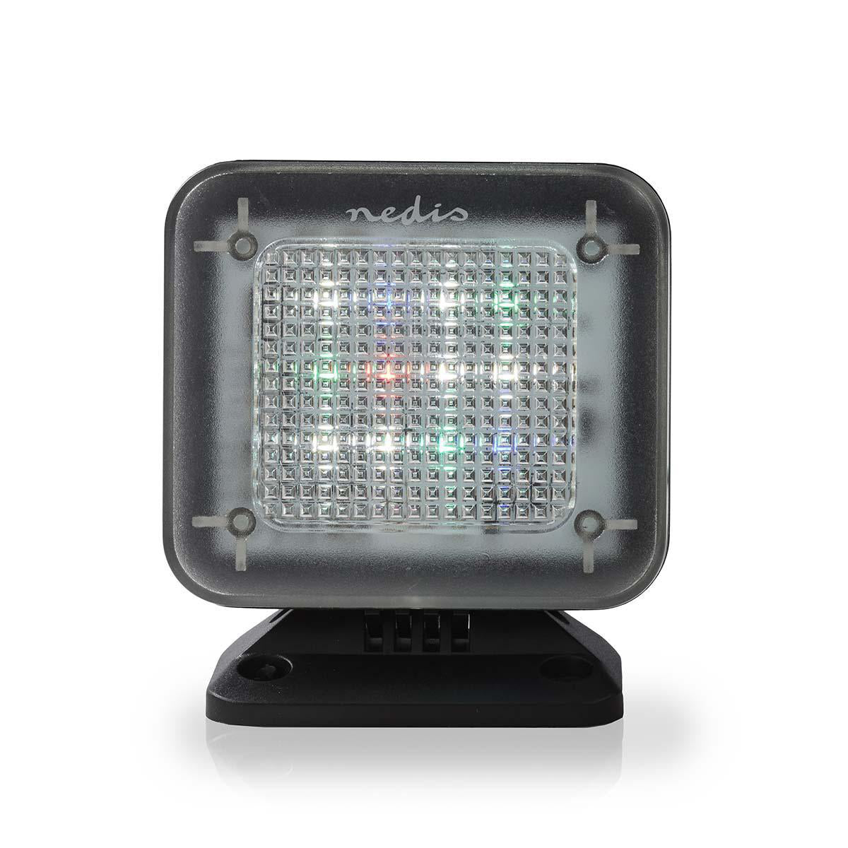 Nedis TV simulator i sort farve med USB-drevne lysdioder til indendørs brug designet til at efterligne tv-lyd og -lys for at skabe en realistisk atmosfære i hjemmet