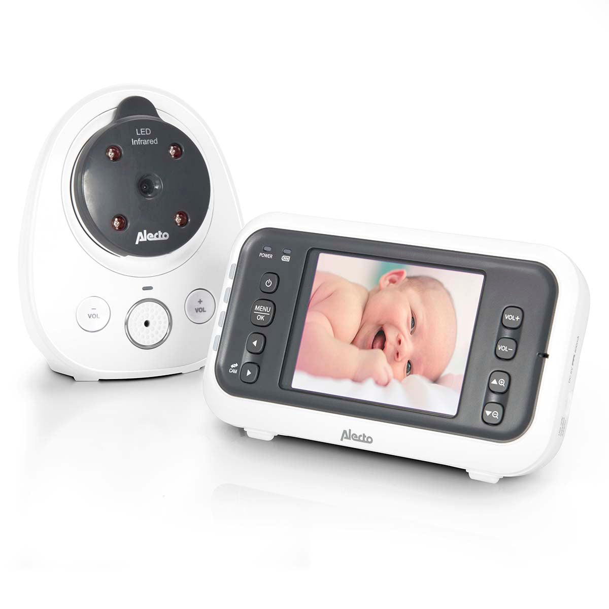 Alecto - Video-babyalarm med 2,8" farvedisplay Hvid/Antracit - DVM-77